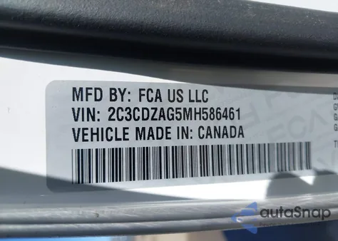 2021 Dodge Challenger Sxt z USA, uszkodzony, nr VIN 2C3CDZAG5MH586461